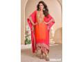 buy-coral-organza-silk-printed-indowestern-kaftan-kurta-with-dhoti-pant-online-small-0