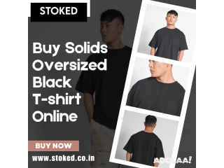 Buy Solids Oversized Black T-shirt Online STOKED