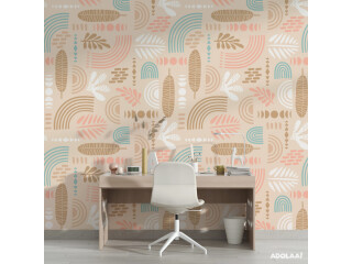 Beige Abstract Tropical Leaf Removable Wallpaper