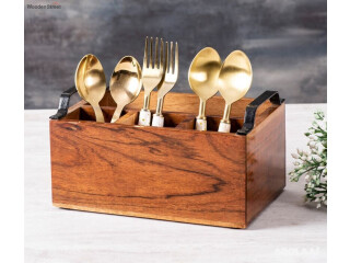 Buy Cutlery Holder with Black Handle 4 section Spoon Stand Online in India at Best Price