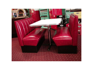 Find real metal banding with a chrome column base with our Diner tables and chairs