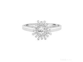 Vivaan Scintilating Rose Cut Diamond And Baguettes Sunburst Ring VIVAAN