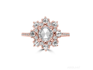 Diamond Ring with the Brilliance of the Central Round Rose cut Diamond VIVAAN