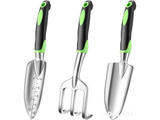 JMOO Garden Tools, 3-Piece Garden Tool Set with Non-Slip Ergonomic Handles