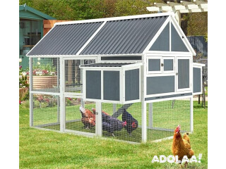 Large Chicken Coop, Outdoor Wooden Hen House Poultry Cage