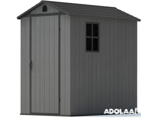 Plastic Outdoor Storage Shed with Floor - Gray