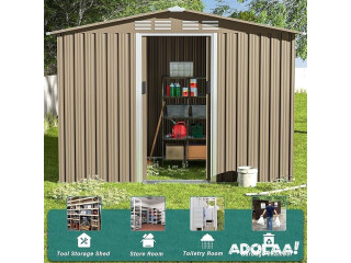 Metal Storage Shed for Outdoor with Design of Lockable Slide Doors