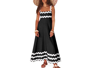 Flowy Casual Long Beach Sun Dresses, Swing A Line Party Vacation Dress